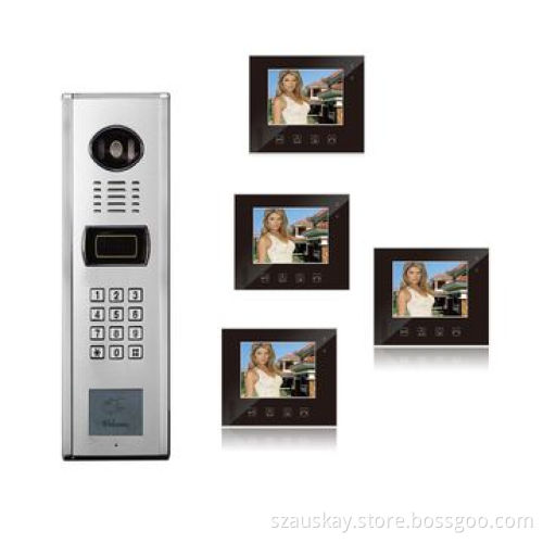 Video door phone for multiple family, outdoor camera and 7-inch TFT indoor monitor, high resolution